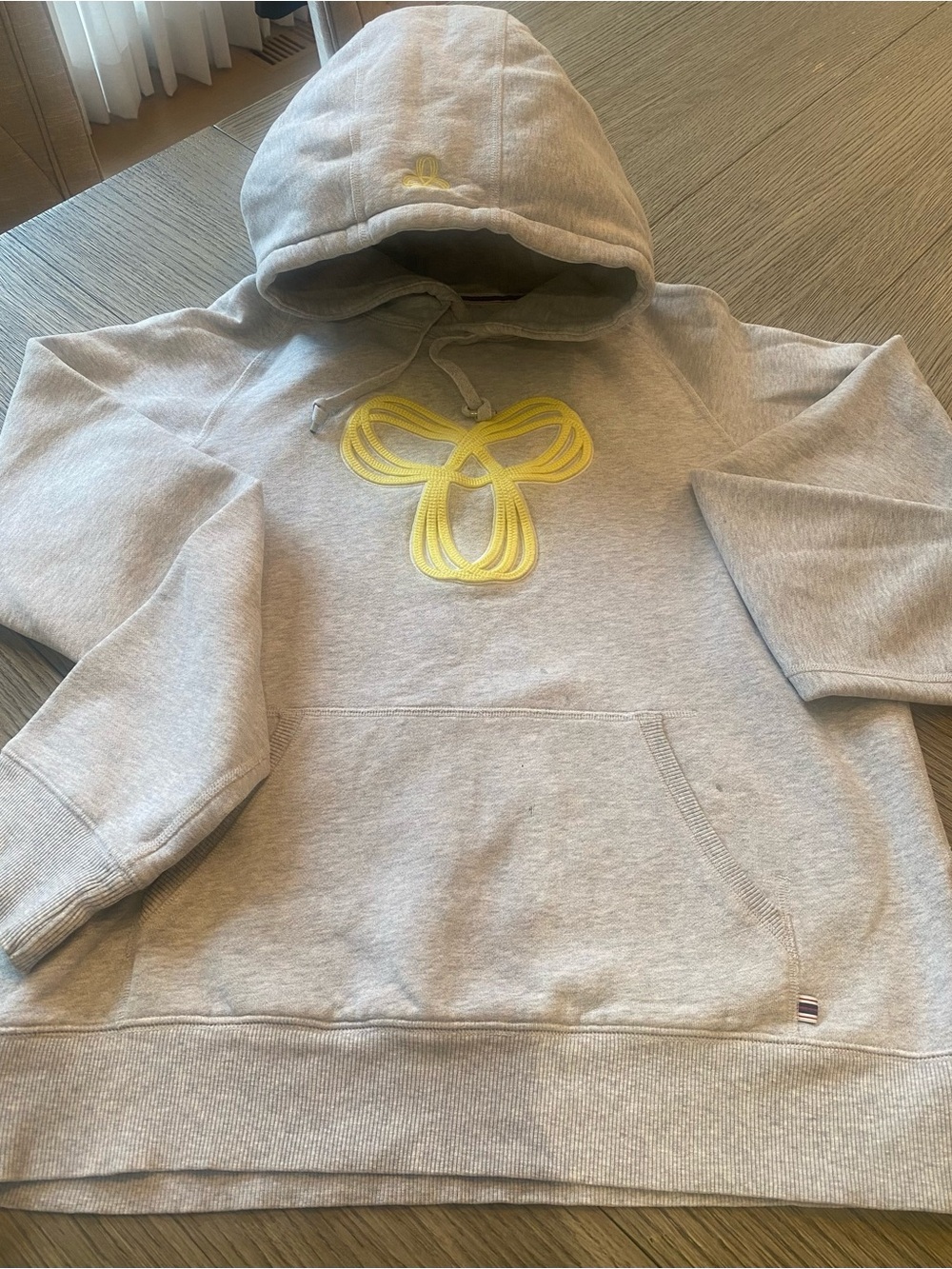 TNA Light Gray Hoodie with Neon Yellow Logo